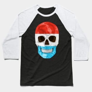 Luxembourg Flag Skull - Gift for Luxembourgish With Roots From Luxembourg Baseball T-Shirt